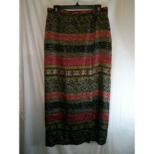 Valerie Stevens Silk Maxi Skirt Vintage Print High Waist Elegant‎ Size 12